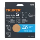 Paquete con 5 discos de lija 5' grano 40, ciegos, TRUPER 4