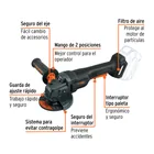 Esmeriladora 4-1/2' 20V, int. paleta, s/accesorios, MAX 2