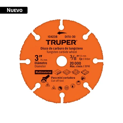 Disco 3' multimaterial de carburo de tungsteno, TRUPER