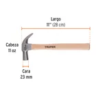Martillo cabeza cónica 23 mm uña curva, mango madera, TRUPER 3