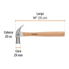 Martillo cabeza cónica 29 mm uña curva, mango madera, TRUPER 3
