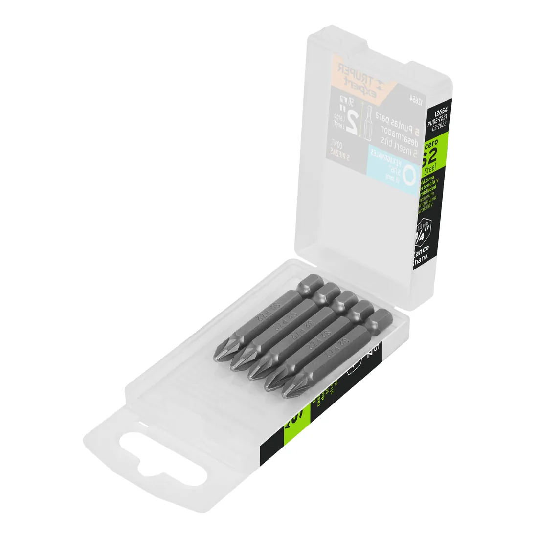 Estuche con 5 puntas hexagonales de 5/16mm largo 2', EXPERT