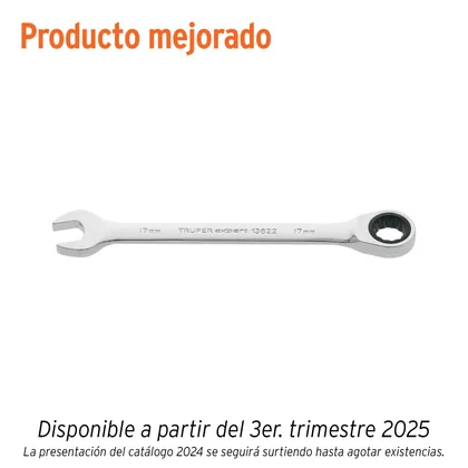 Llave combinada con matraca 17 mm x 218 mm largo, EXPERT