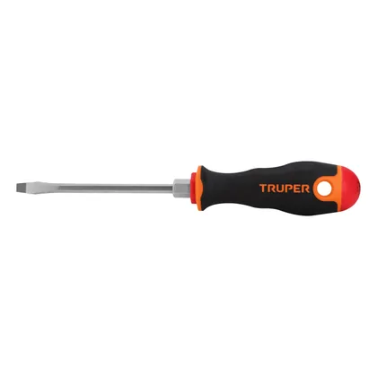 Desarmador plano 3/16' x 4' mango Comfort Grip, TRUPER