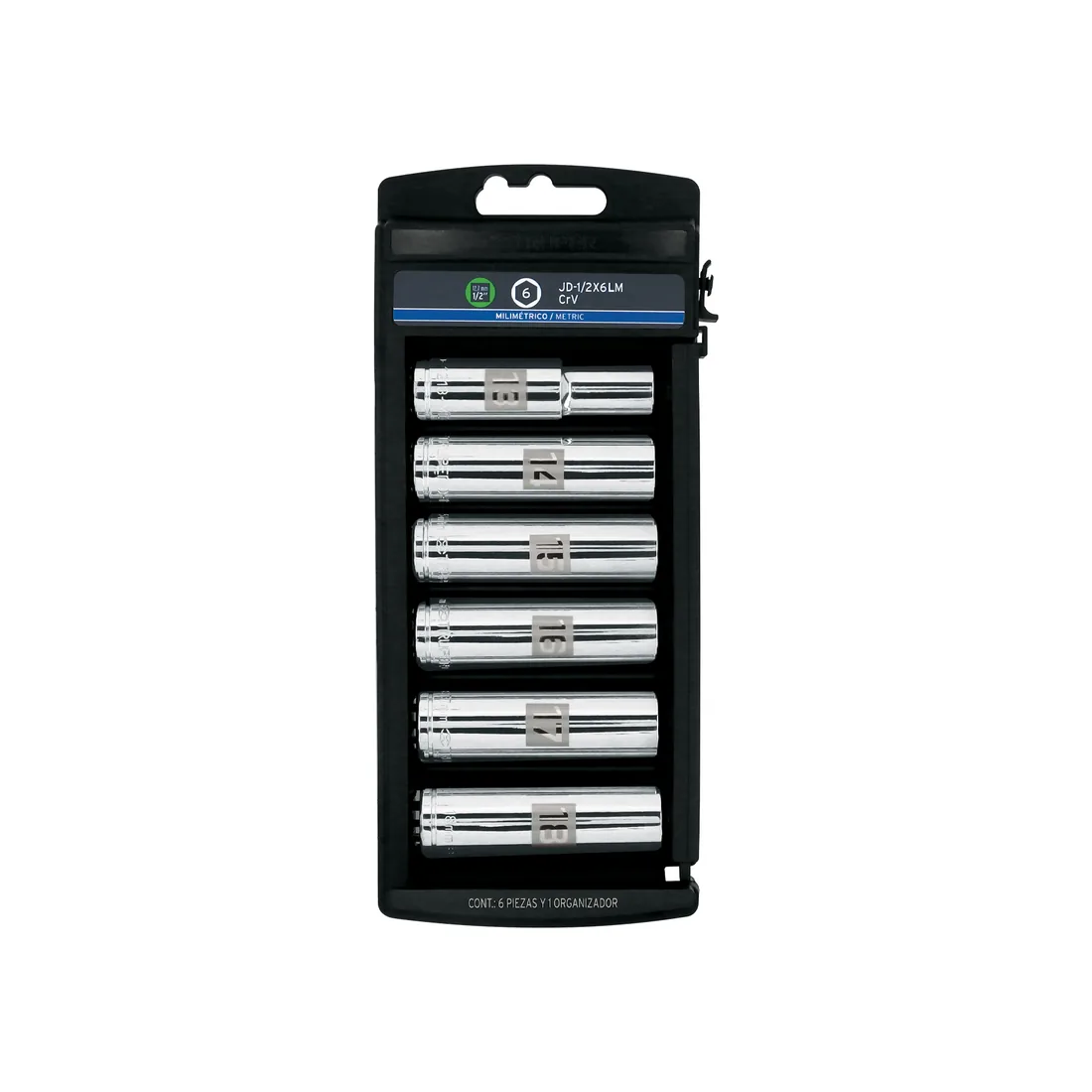 Juego 6 dados largos cuadro 1/2' mm, TRUPER