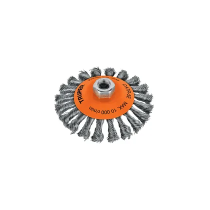 Carda tipo cónico 5' alambre trenzado, eje 5/8'-11, TRUPER