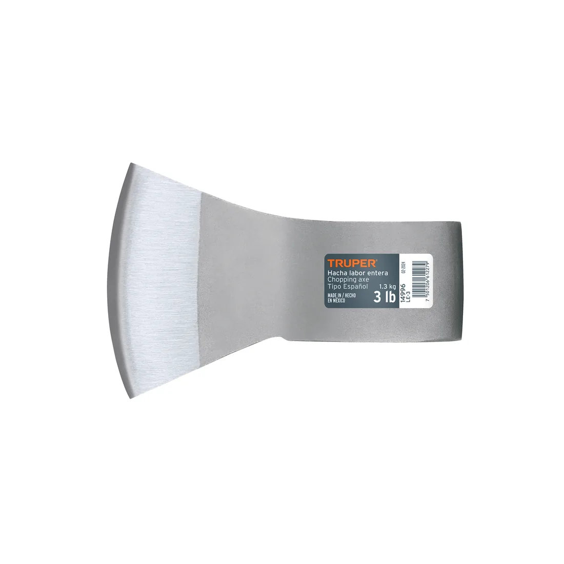 Hacha labor entera 3 lb, sin mango, TRUPER