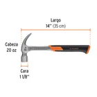Martillo forjado 20 oz uña curva, mango con neopreno, EXPERT 3