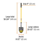 Pala redonda Tru Pro, mango largo de fibra de vidrio 48' 3