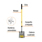 Pala cuadrada Tru Pro, mango largo de fibra de vidrio 48' 2