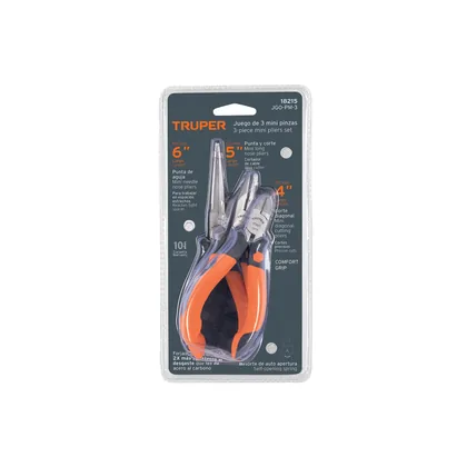 Juego de 3 mini pinzas mango Comfort Grip, TRUPER
