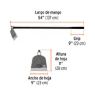 Azadón oreja y martillo No. 2 de 2.8 lb, mango de fibra 54' 3