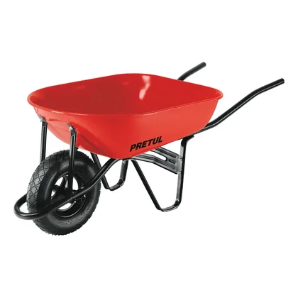 Carretilla 5.5 ft3 roja, neumática, bastidor tubular, PRETUL