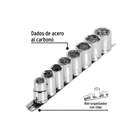 Juego de 8 dados cuadro 1/2' mm, PRETUL 2