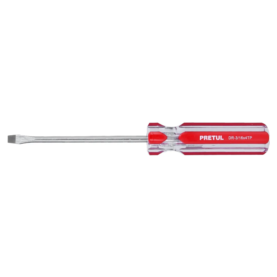 Desarmador plano 3/16 x 4' mango de PVC, PRETUL