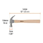 Martillo semipulido, 16 oz, uña curva, PRETUL 3