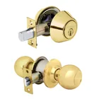 Combo cerraduras, llave-llave, latón brillante, HERMEX BASIC 2