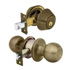 Combo cerraduras, llave-llave, latón antiguo, HERMEX BASIC 2