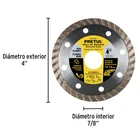 Disco de diamante de 4' x 1.2 mm, rin turbo, PRETUL 2