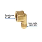 Codo para estufa a 90° de latón de 5/16' x 3/8', FOSET 2