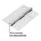 Bisagra rectangular 3-1/2 x 2-1/8', acero natural, HERMEX 2
