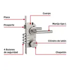 Cerradura de embutir 4 bulones, llave de puntos, HERMEX 2