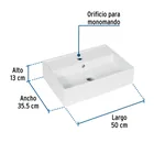 Lavabo de porcelana de sobreponer rectangular, blanco, FOSET 2