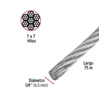 Metro de cable rígido 1/4' de acero 7x7 hilos, 75 m, FIERO 3