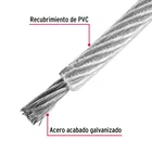 Metro cable flexible 3/32' acero 7x19 recubierto PVC, 75 m 2