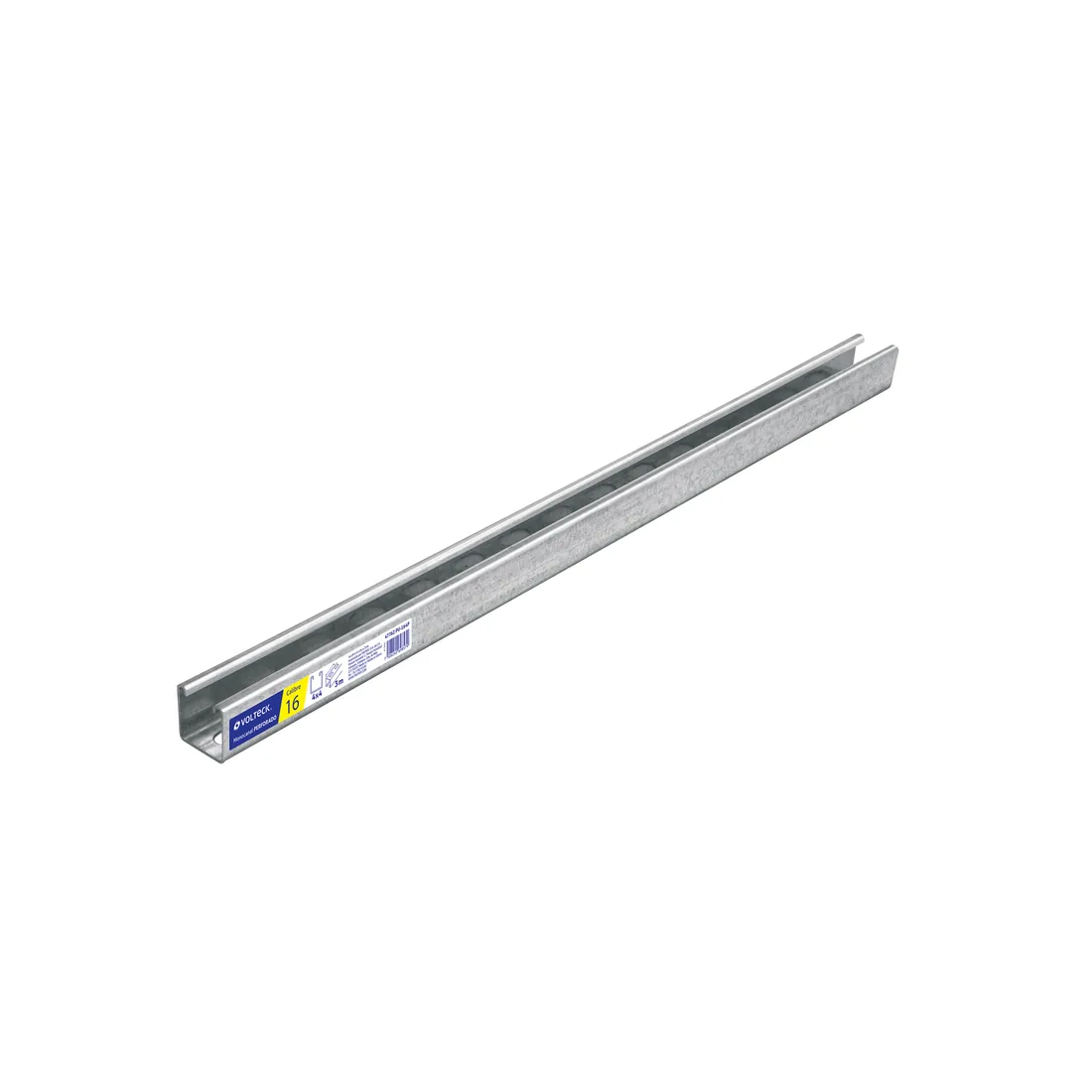 Perfil monocanal perforado de 3 m, 4 x 4 cm cal. 16, VOLTECK