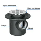 Coladera de hierro de una boca para piso, rejilla inox 2