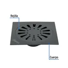 Resumidero cuadrado 6' x 6', acero inoxidable, negro, gota 2