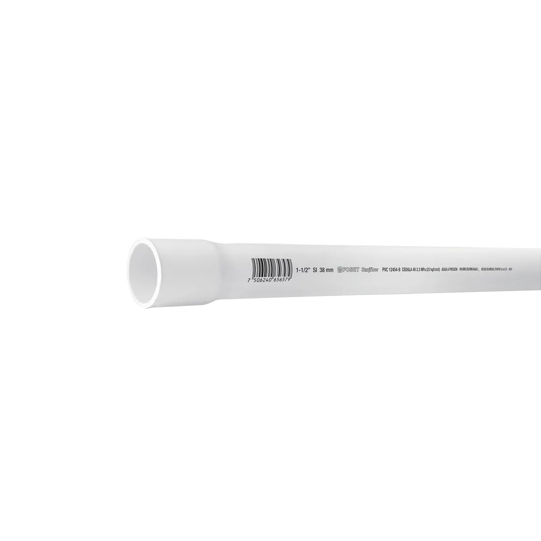 Tubo de 1-1/2' PVC hidráulico cédula 40, 3m, 2.3kg, FOSET