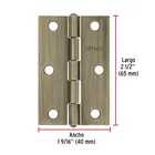 Bisagra rectangular 2-1/2 x 1-5/8', latón antiguo, HERMEX 3