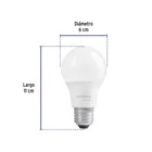 Foco LED 9W (60W) A19, 6500K blanca fría, 800 lm, caja 3