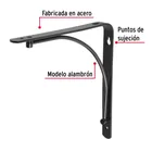 Ménsula reforzada negra 8 x 8', diseño alambrón, FIERO 3