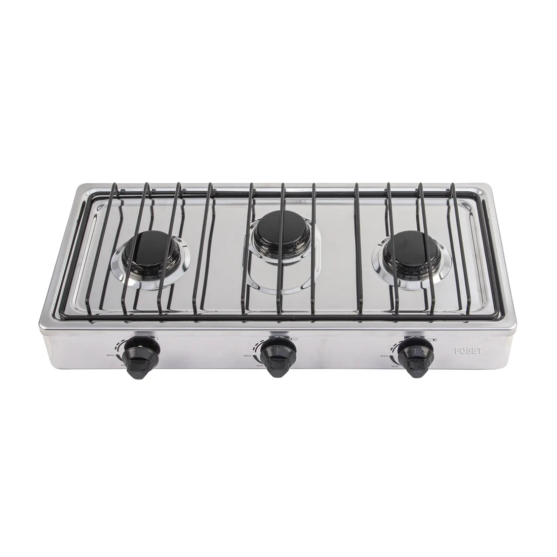 Parrilla de gas de sobreponer 3 quemadores, inox, FOSET