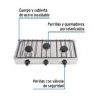 Parrilla de gas de sobreponer 3 quemadores, inox, FOSET 2