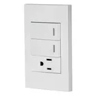 Placa armada 2 interruptores,1 contacto,1mod,Española,blanco 1