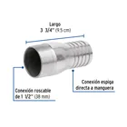 Niple de acero galvanizado 1-1/2' tipo botella, FOSET 2