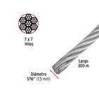 Metro de cable rígido 1/16' de acero 7x7 hilos, 300 m, FIERO 3