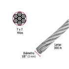 Metro de cable rígido 1/8' de acero 7x7 hilos, 300 m, FIERO 3
