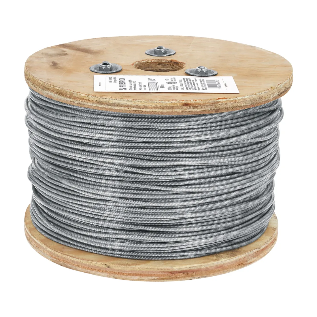 Metro de cable rígido 1/16' acero 7x7 recubierto PVC, 300 m