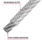 Metro de cable rígido 3/16' acero 7x7 recubierto PVC, 300 m 2