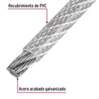 Metro cable flexible 1/8' acero 7x19 recubierto PVC, 300 m 2