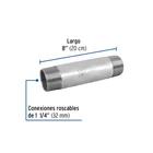 Niple de acero galvanizado 1-1/4 x 8', FOSET 2
