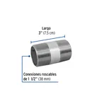 Niple de acero galvanizado 1-1/2 x 3', FOSET 2