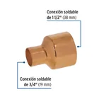 Reducción campana de cobre 1-1/2 x 3/4', FOSET 2