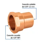 Conector de cobre, rosca interior 1-1/4', FOSET 2