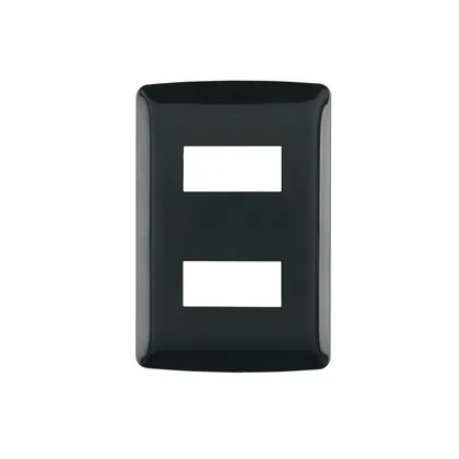 Placa de 2 módulos, negra, Línea Italiana, VOLTECK